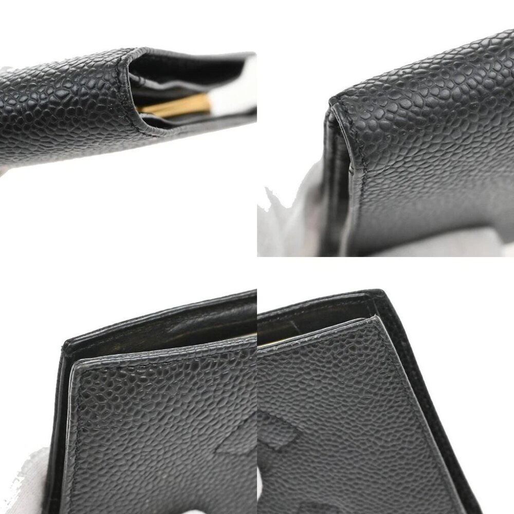 CHANEL CC LOGO Long Bifold Wallet Grained Calfskin Leather Black France - Picture 8 of 14
